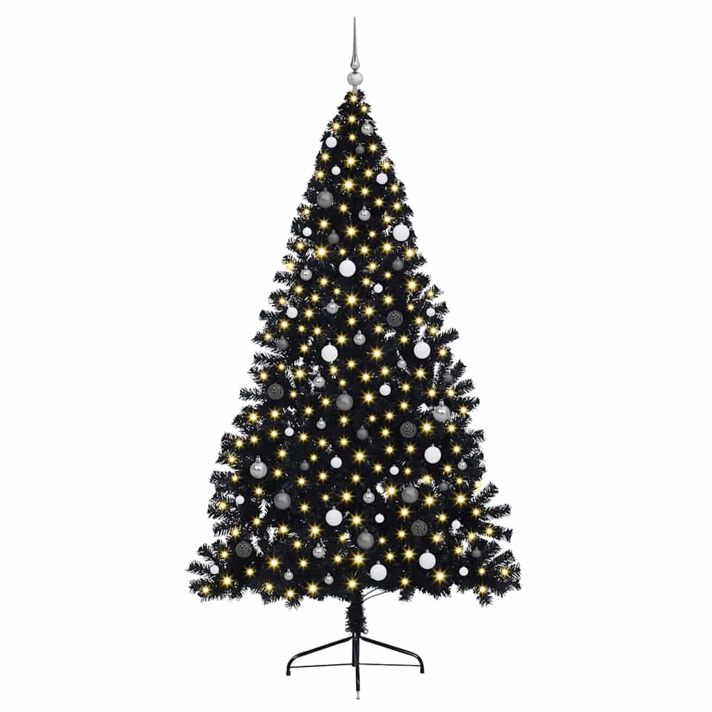 Künstlicher vorbeleuchteter Weihnachtsbaum Schwarz 240 cm PVC