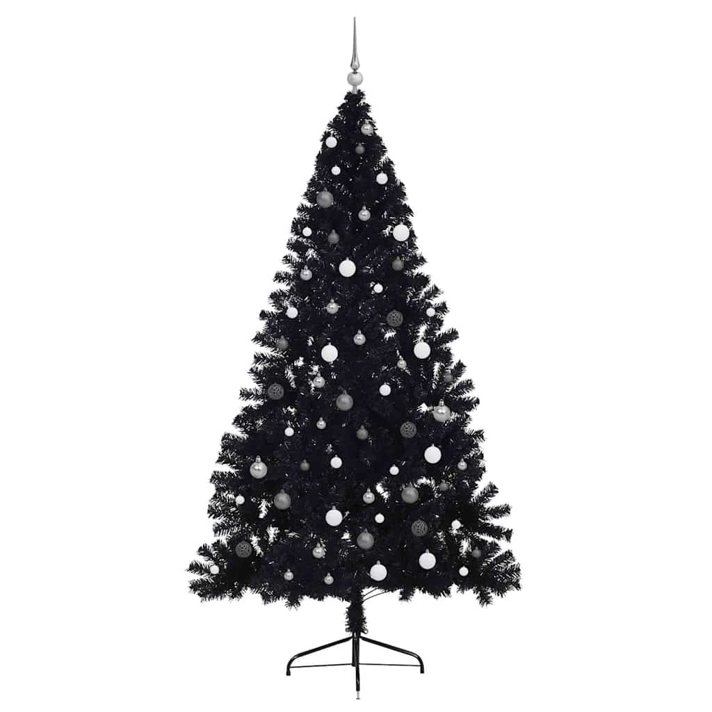 Künstlicher vorbeleuchteter Weihnachtsbaum Schwarz 240 cm PVC