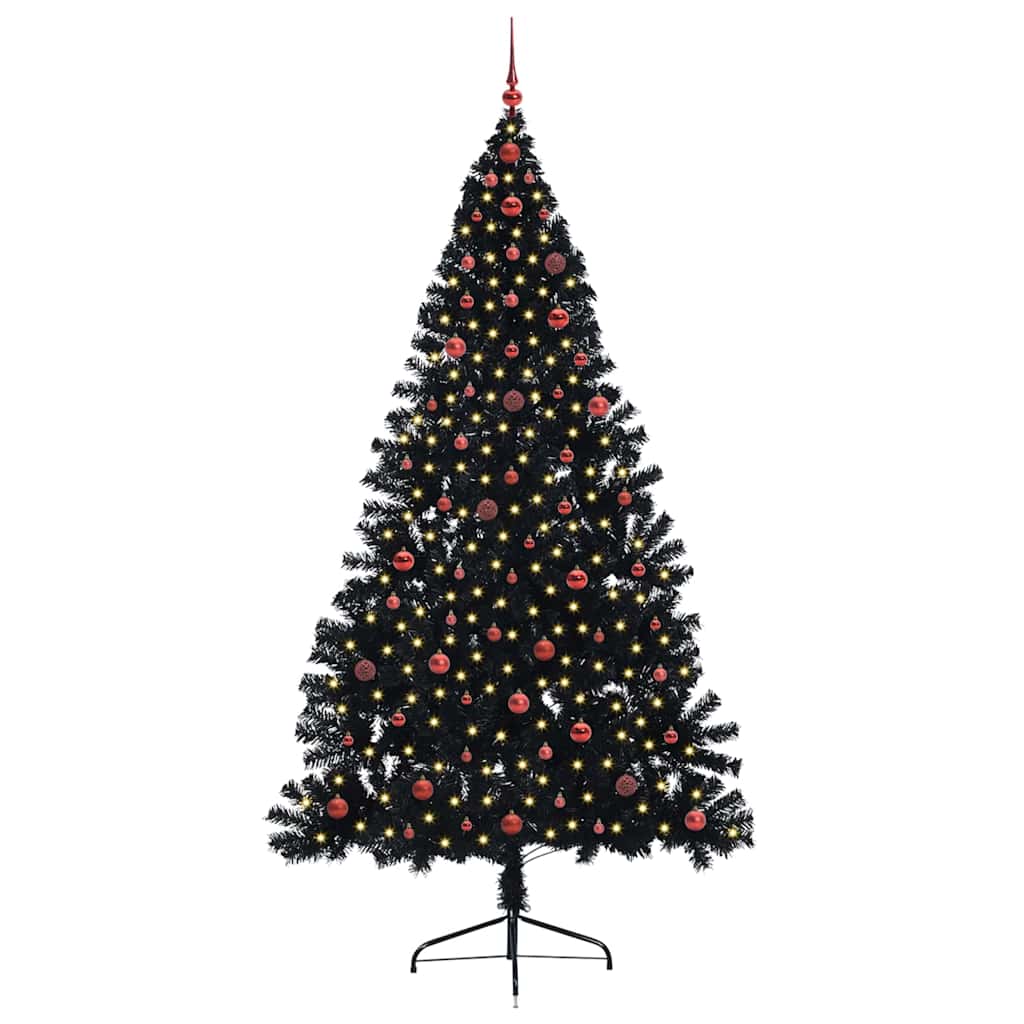 Künstlicher vorbeleuchteter Weihnachtsbaum Schwarz 240 cm PVC