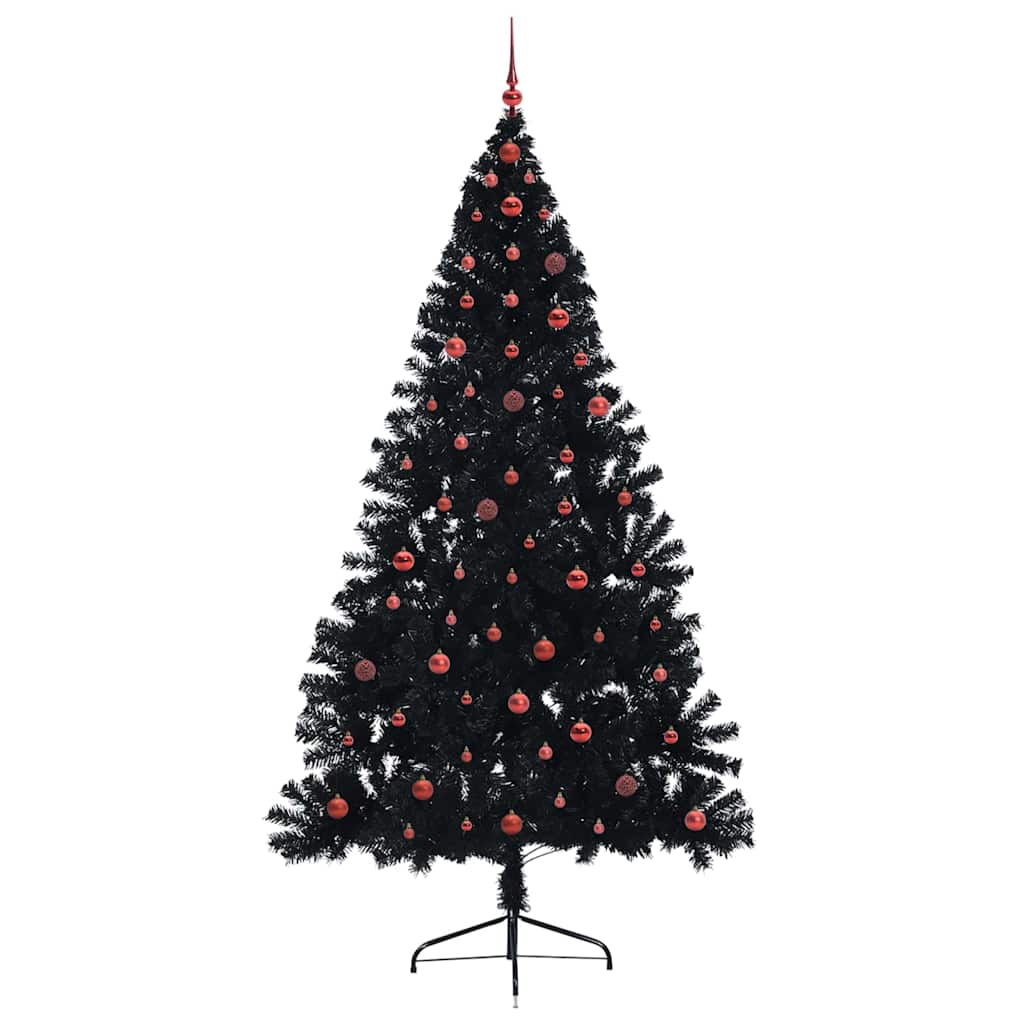 Künstlicher vorbeleuchteter Weihnachtsbaum Schwarz 240 cm PVC