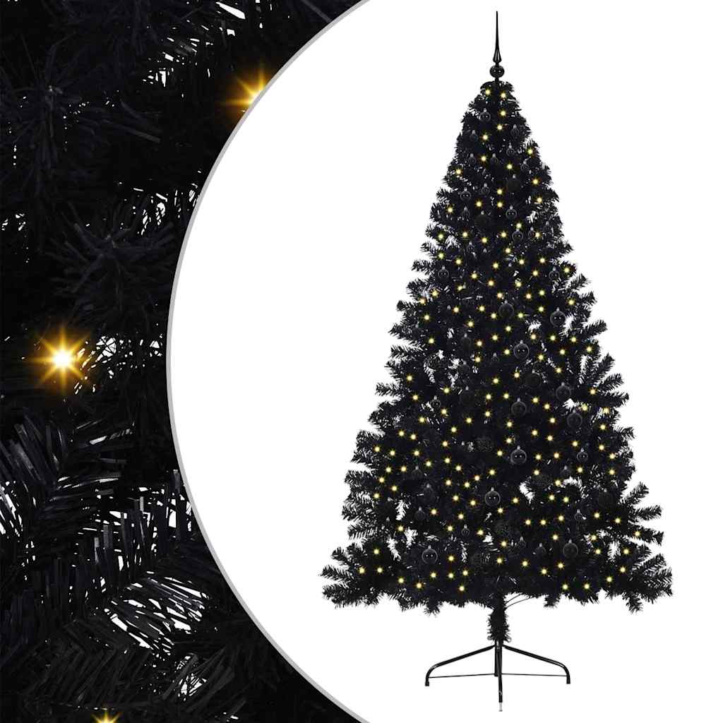 Künstlicher vorbeleuchteter Weihnachtsbaum Schwarz 240 cm PVC