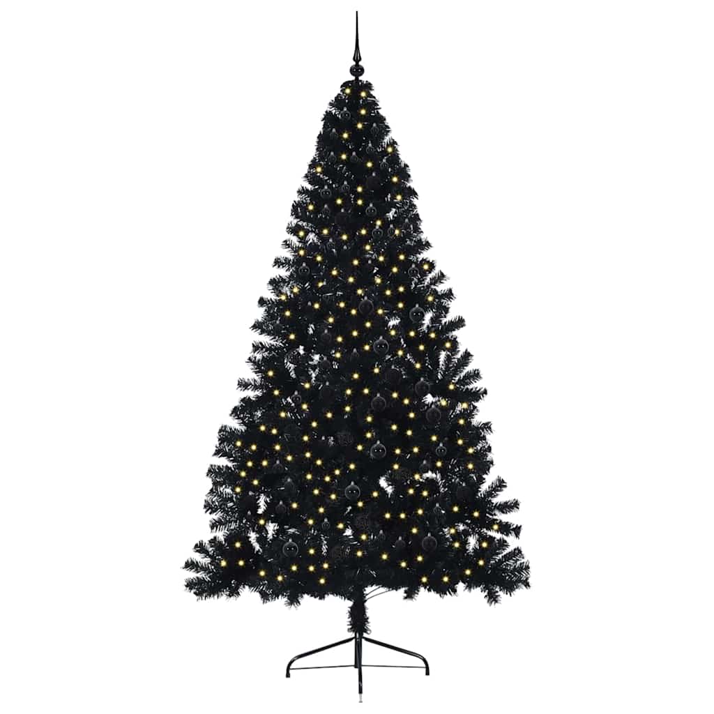 Künstlicher vorbeleuchteter Weihnachtsbaum Schwarz 240 cm PVC