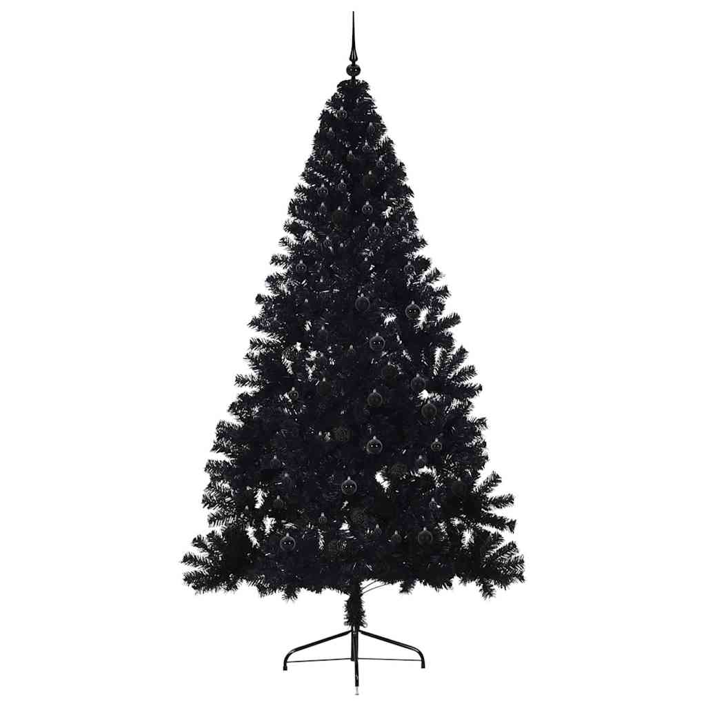 Künstlicher vorbeleuchteter Weihnachtsbaum Schwarz 240 cm PVC