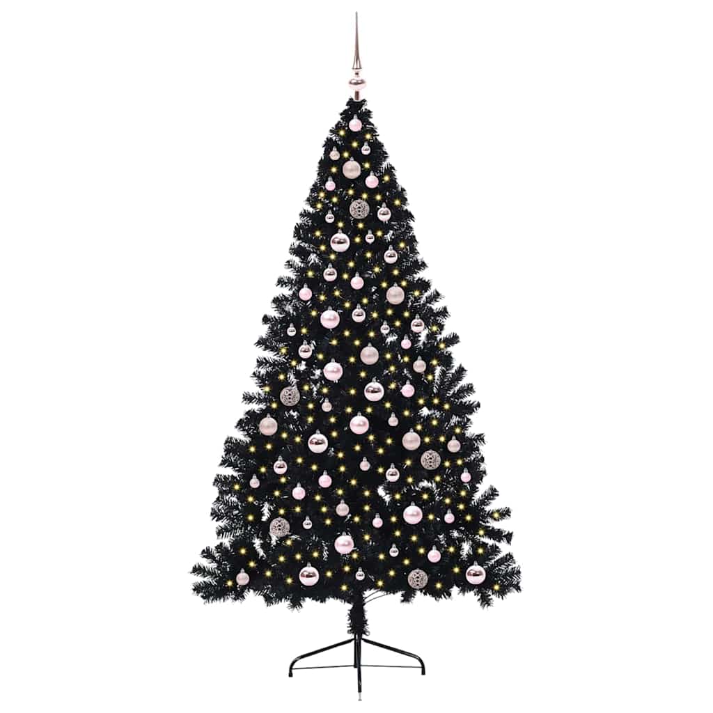 Künstlicher vorbeleuchteter Weihnachtsbaum Schwarz 240 cm PVC