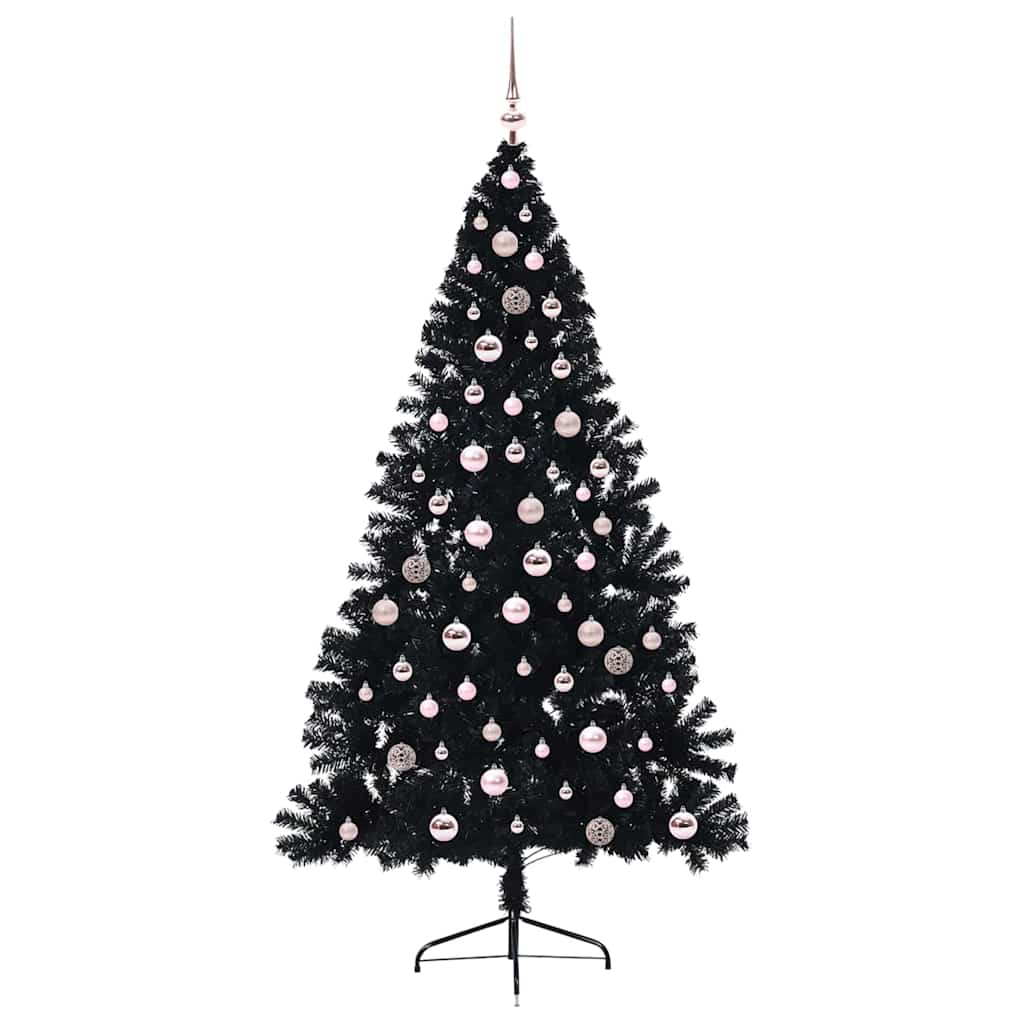 Künstlicher vorbeleuchteter Weihnachtsbaum Schwarz 240 cm PVC