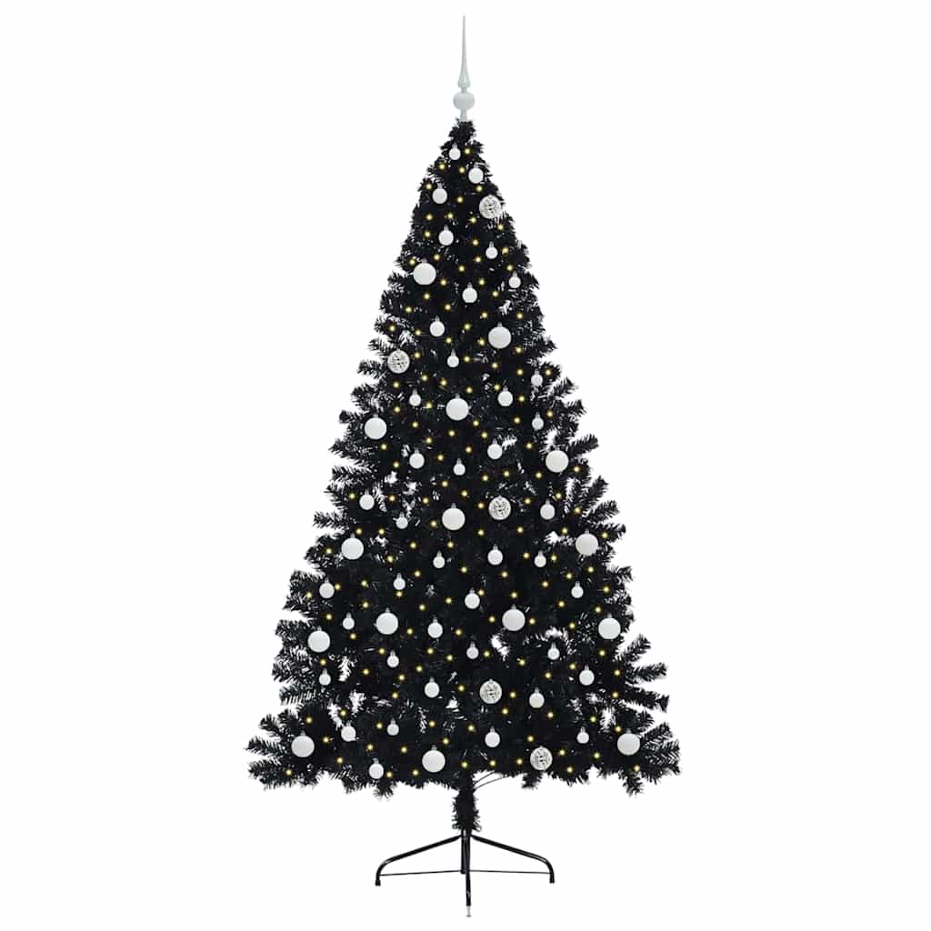 Künstlicher vorbeleuchteter Weihnachtsbaum Schwarz 240 cm PVC
