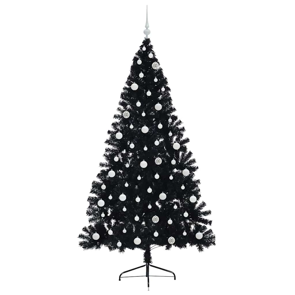 Künstlicher vorbeleuchteter Weihnachtsbaum Schwarz 240 cm PVC