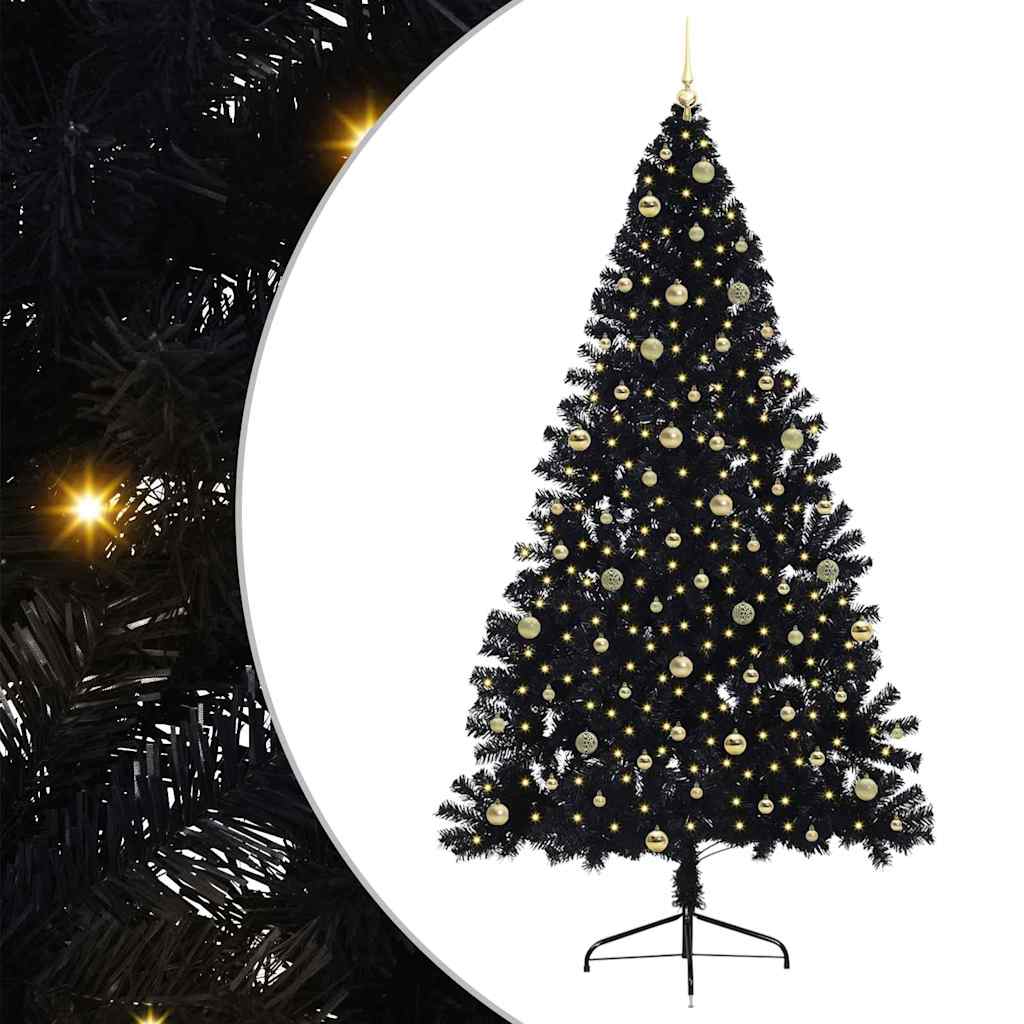 Künstlicher vorbeleuchteter Weihnachtsbaum Schwarz 240 cm PVC