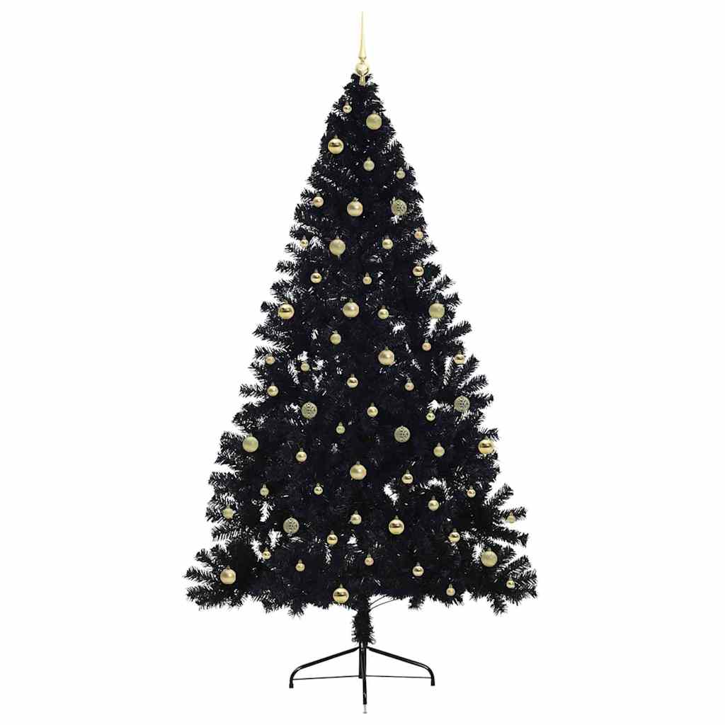 Künstlicher vorbeleuchteter Weihnachtsbaum Schwarz 240 cm PVC