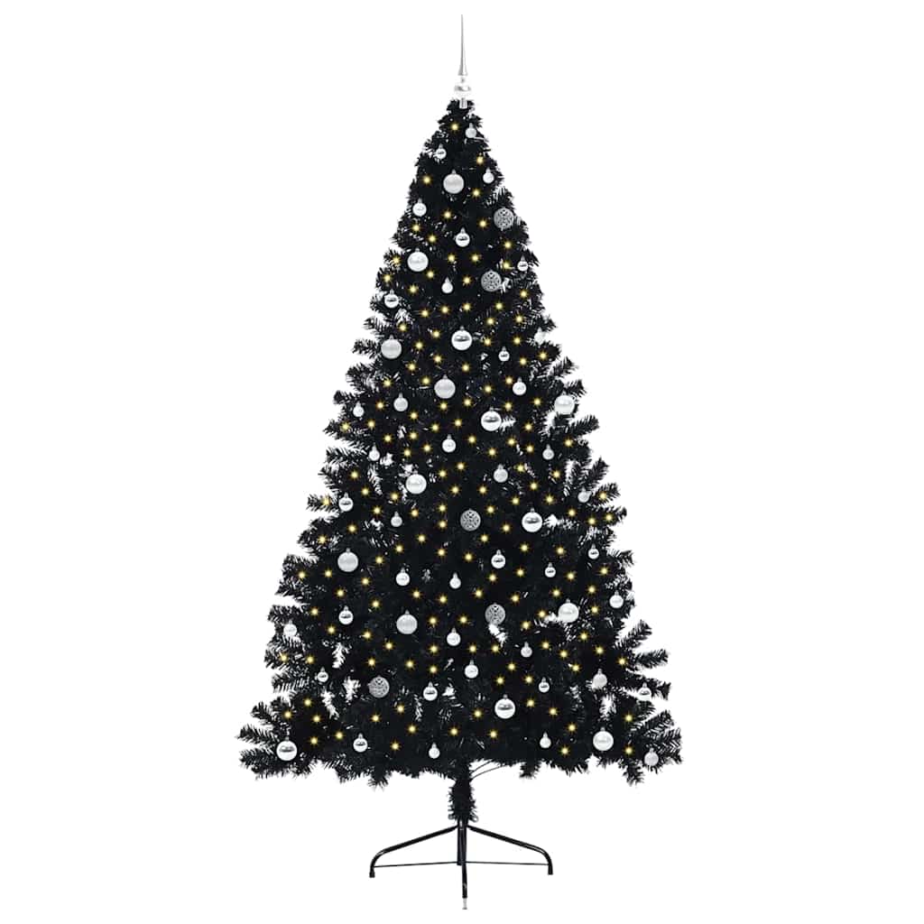 Künstlicher vorbeleuchteter Weihnachtsbaum Schwarz 240 cm PVC