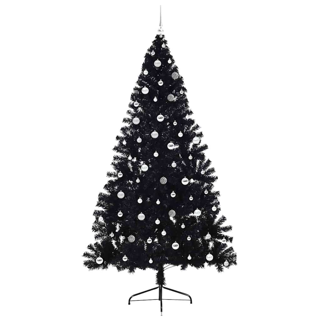 Künstlicher vorbeleuchteter Weihnachtsbaum Schwarz 240 cm PVC