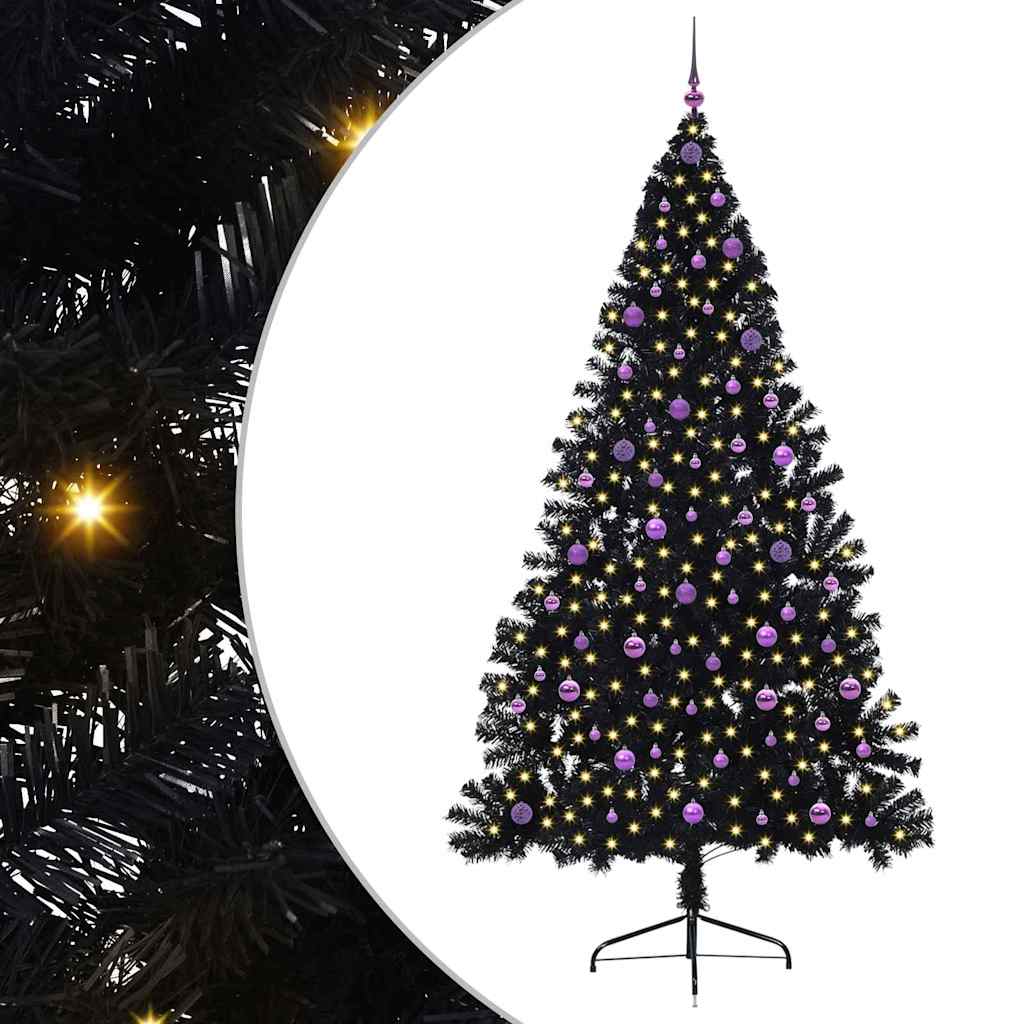 Künstlicher vorbeleuchteter Weihnachtsbaum Schwarz 240 cm PVC