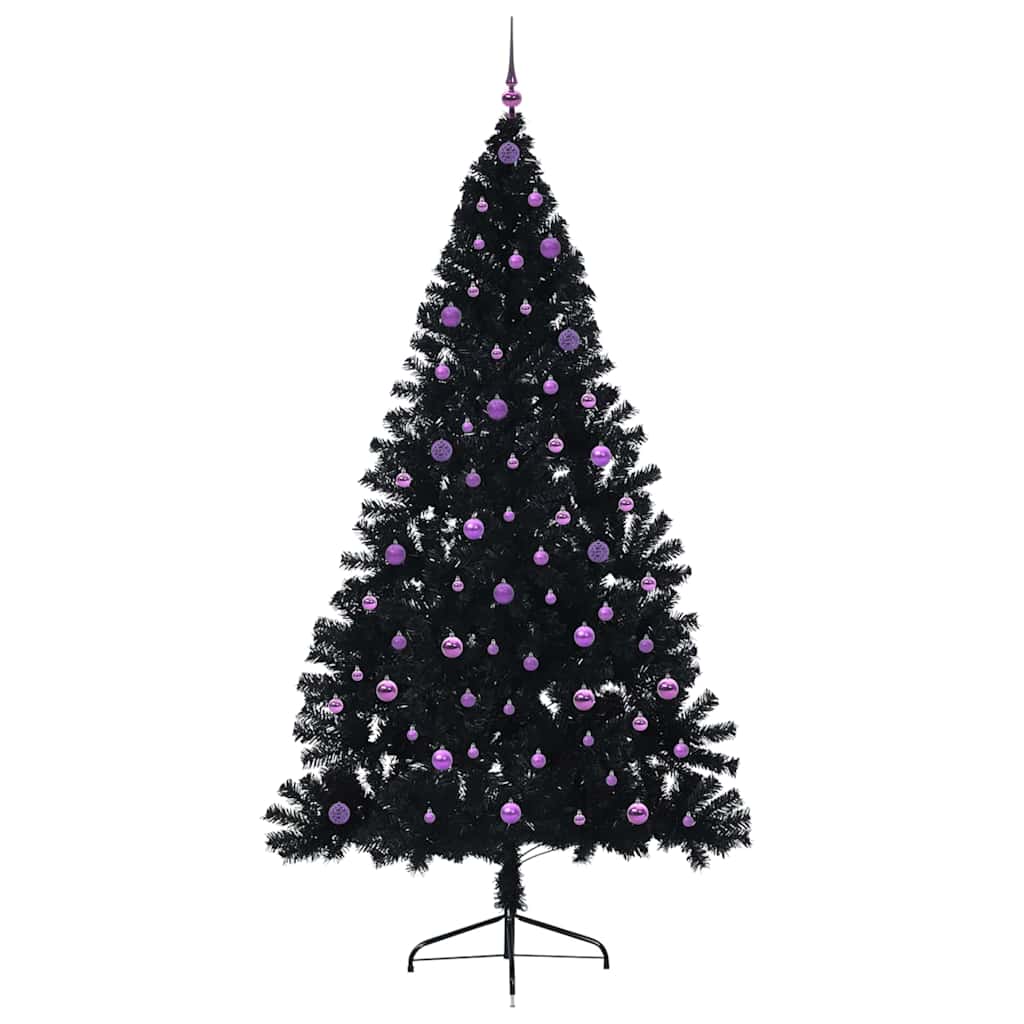 Künstlicher vorbeleuchteter Weihnachtsbaum Schwarz 240 cm PVC