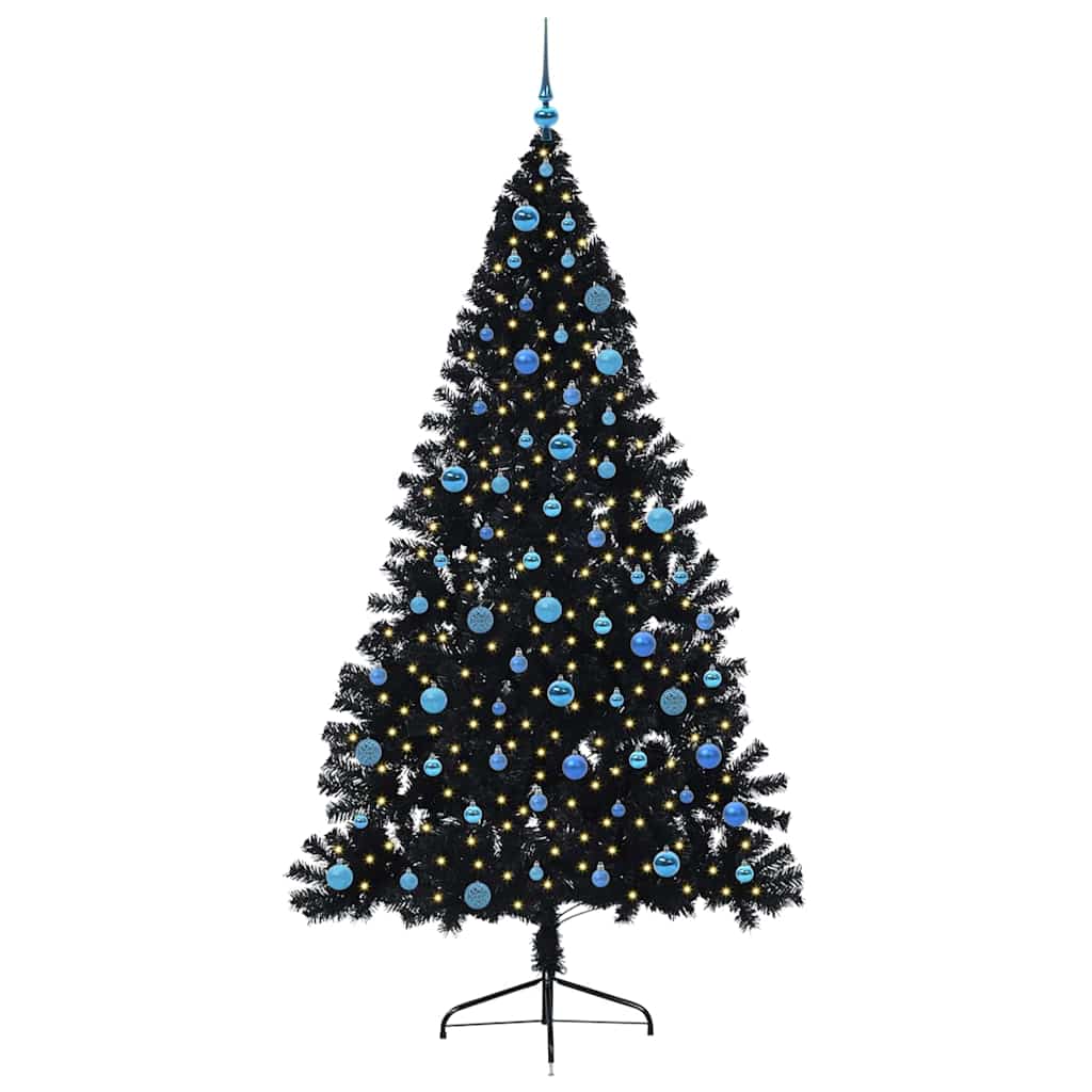 Künstlicher vorbeleuchteter Weihnachtsbaum Schwarz 240 cm PVC