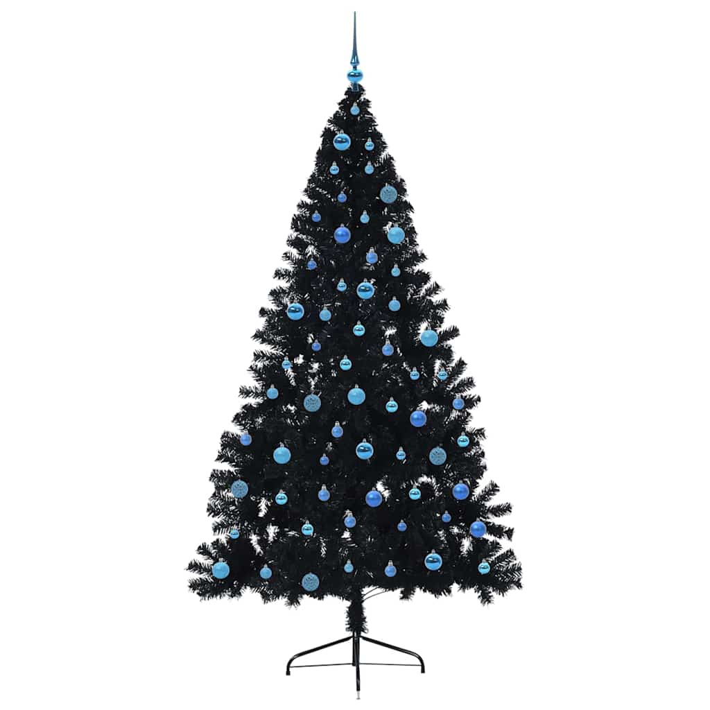 Künstlicher vorbeleuchteter Weihnachtsbaum Schwarz 240 cm PVC
