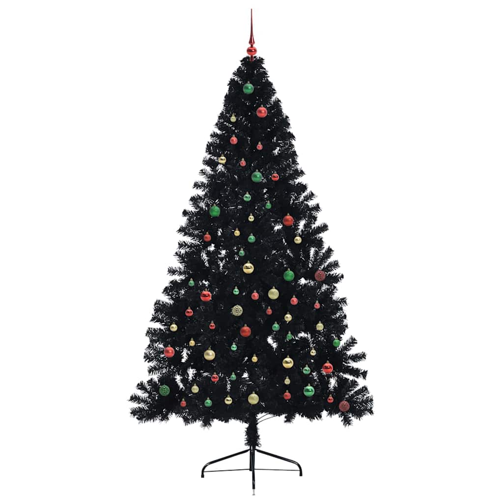 Künstlicher vorbeleuchteter Weihnachtsbaum Schwarz 240 cm PVC