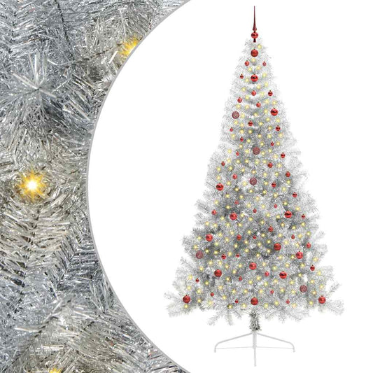 Künstlicher vorbeleuchteter Weihnachtsbaum Silber 240 cm