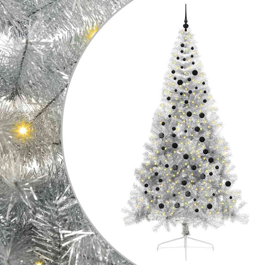 Künstlicher vorbeleuchteter Weihnachtsbaum Silber 240 cm