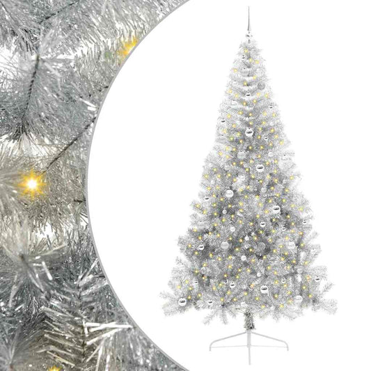 Künstlicher vorbeleuchteter Weihnachtsbaum Silber 240 cm