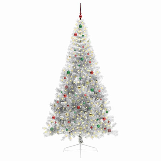 Künstlicher vorbeleuchteter Weihnachtsbaum Silber 240 cm