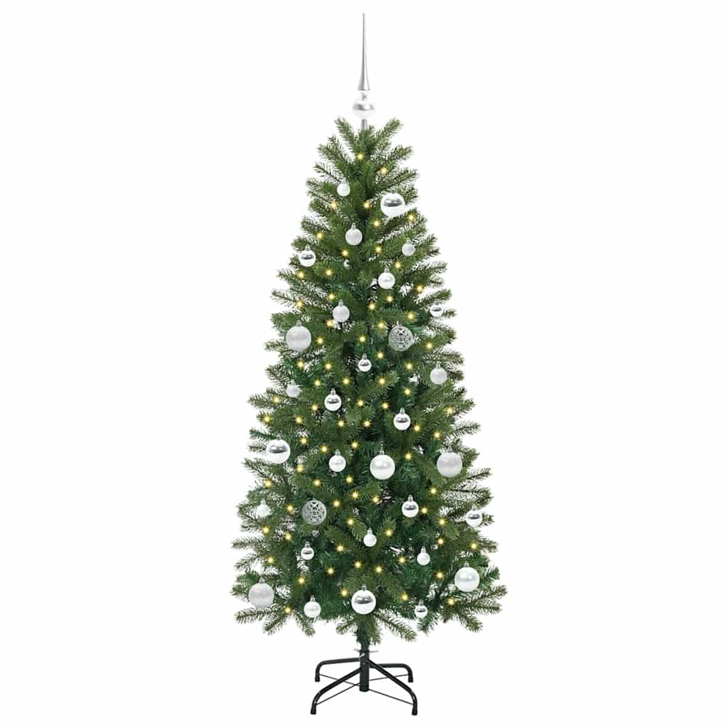 Künstlicher Weihnachtsbaum mit 150 LEDs Grün 150 cm PE und PVC