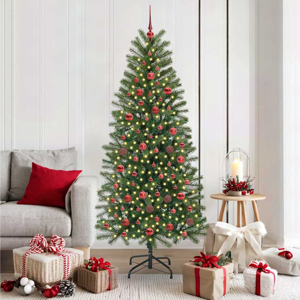 Künstlicher Weihnachtsbaum mit 300 LEDs Grün 180 cm PE und PVC