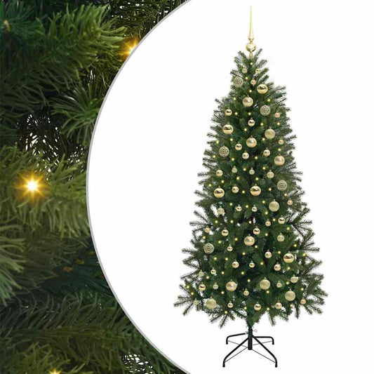 Künstlicher Weihnachtsbaum mit 300 LEDs Grün 180 cm PE und PVC