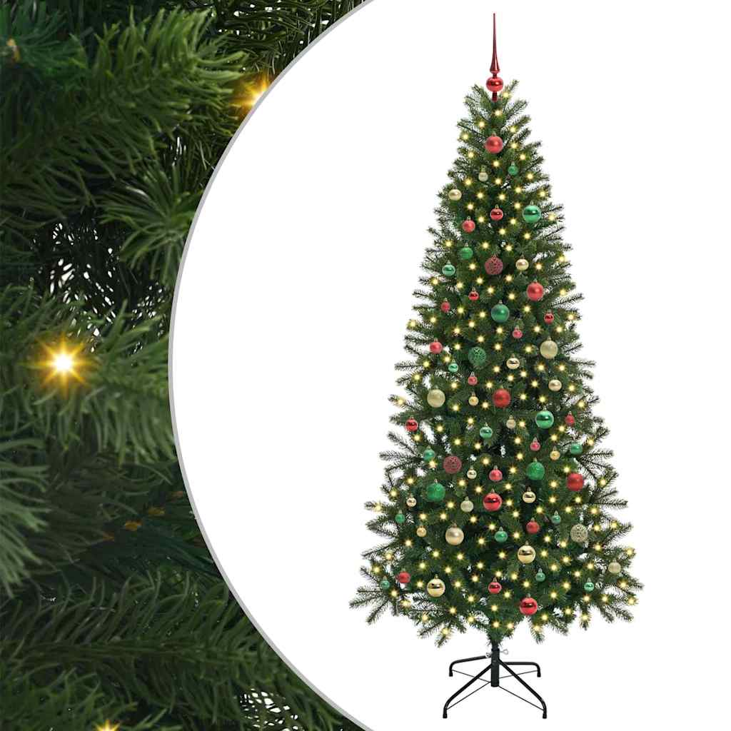 Künstlicher Weihnachtsbaum mit 300 LEDs Grün 180 cm PE und PVC