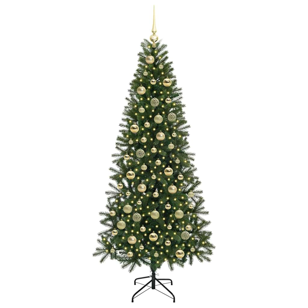 Künstlicher Weihnachtsbaum mit 300 LEDs Grün 210 cm PE und PVC