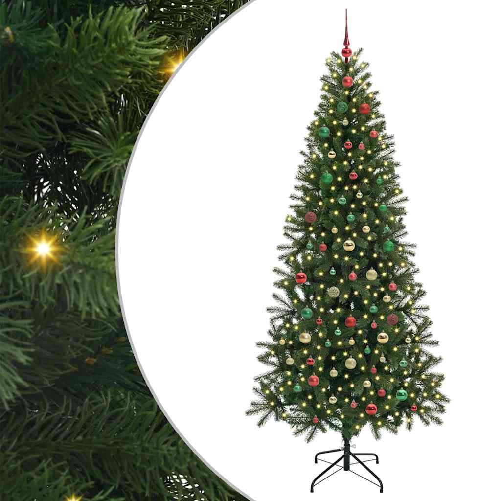 Künstlicher Weihnachtsbaum mit 300 LEDs Grün 210 cm PE und PVC
