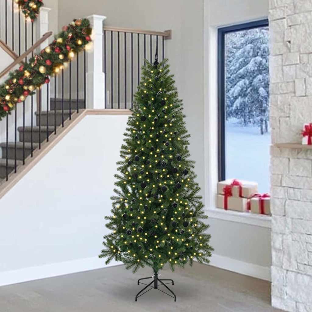 Künstlicher Weihnachtsbaum mit 300 LEDs Grün 240 cm PE und PVC