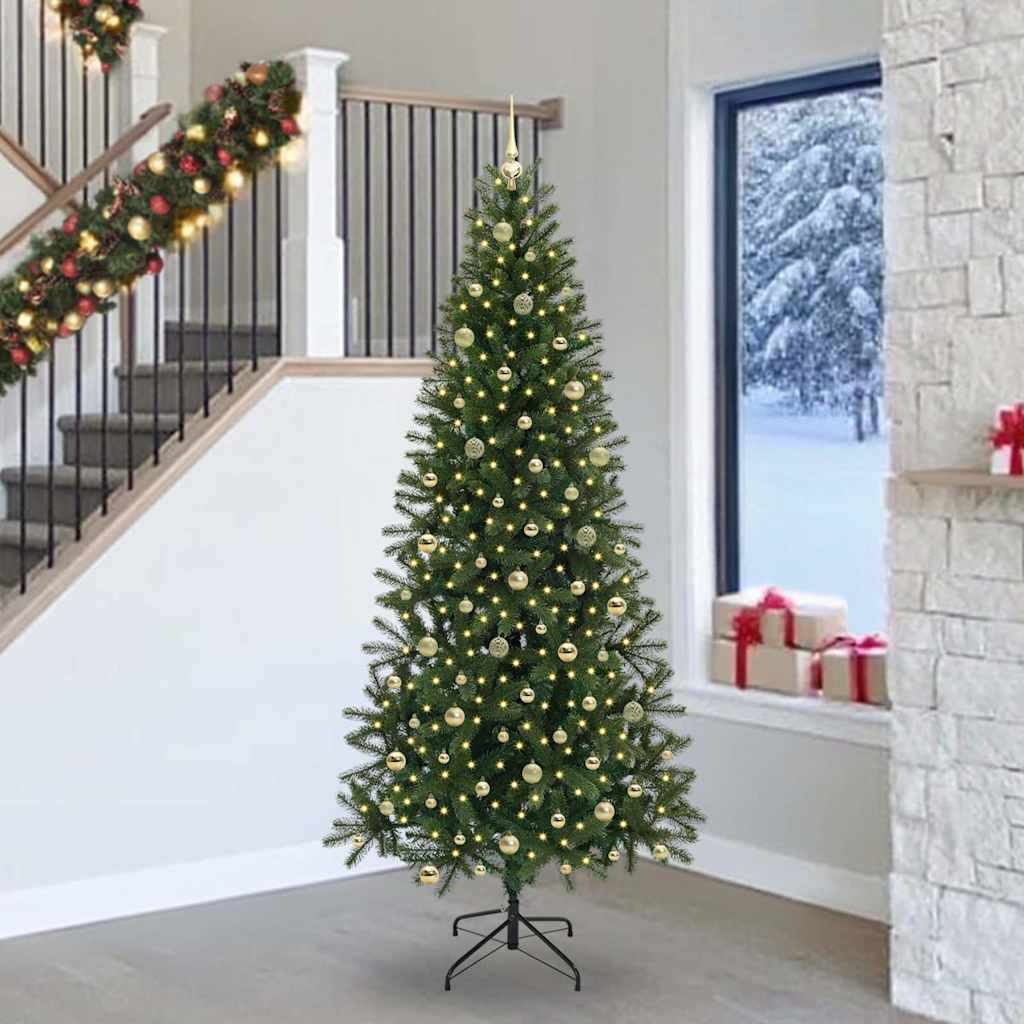 Künstlicher Weihnachtsbaum mit 300 LEDs Grün 240 cm PE und PVC