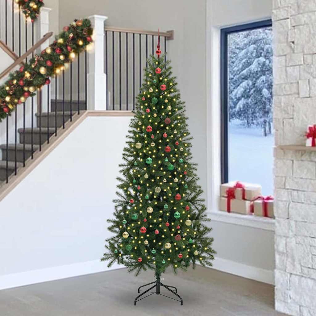 Künstlicher Weihnachtsbaum mit 300 LEDs Grün 240 cm PE und PVC