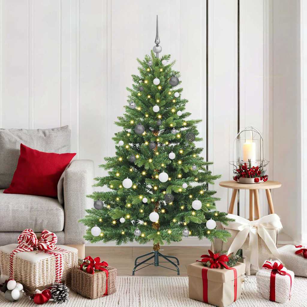 Künstlicher Weihnachtsbaum mit 150 LEDs Grün 150 cm PE und PVC
