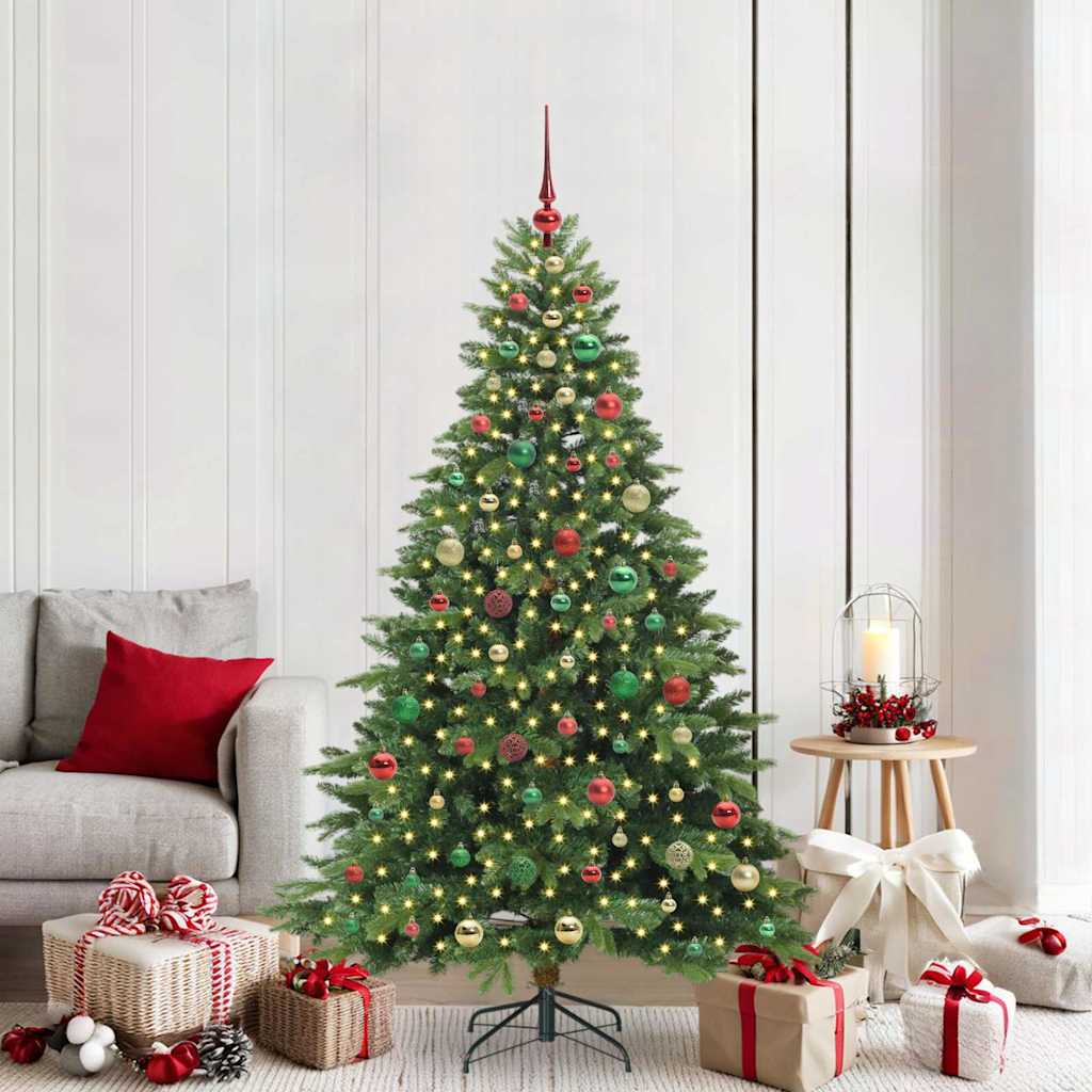 Künstlicher Weihnachtsbaum mit 300 LEDs Grün 180 cm PE und PVC