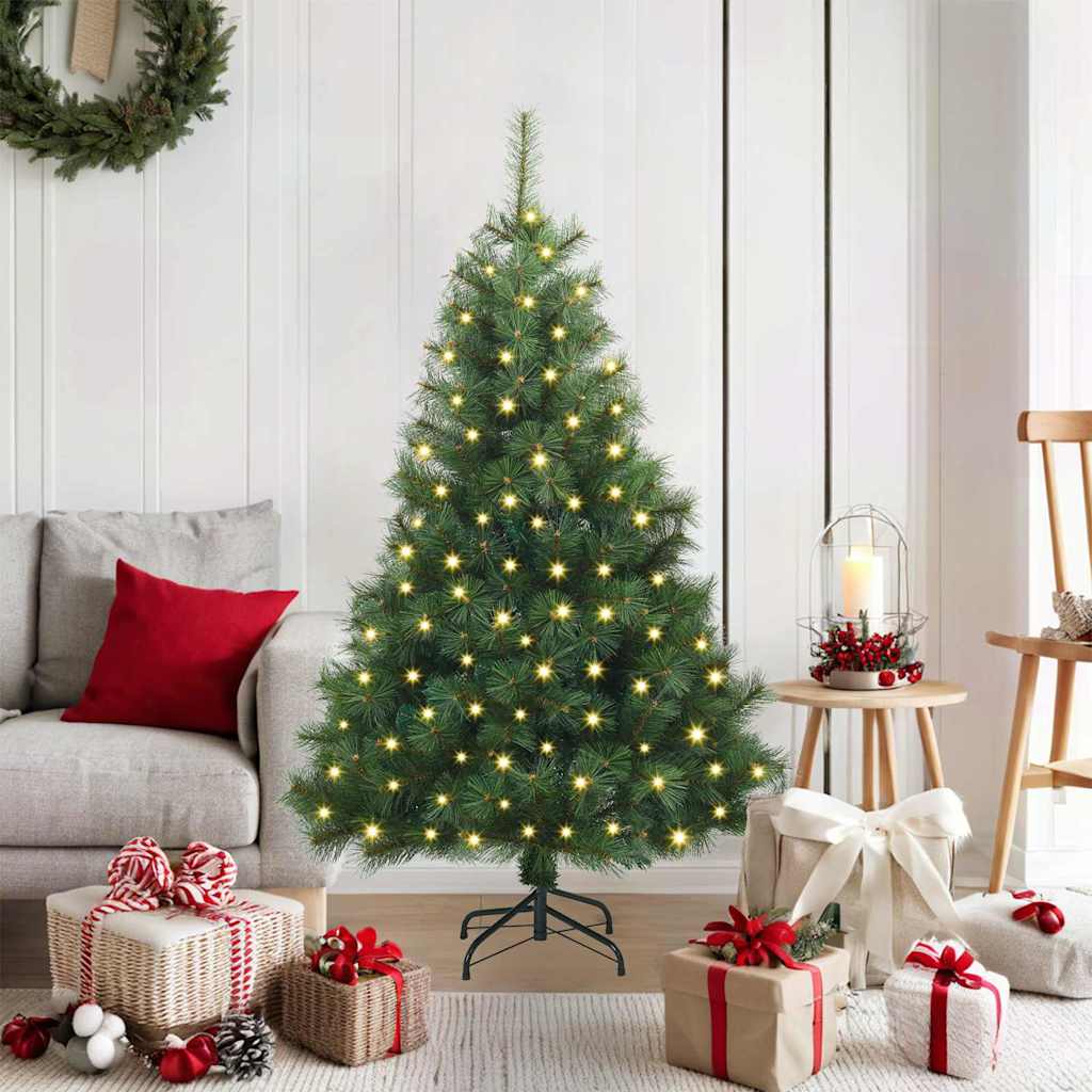Künstlicher Weihnachtsbaum mit 150 LEDs Grün 120 cm PE und PVC