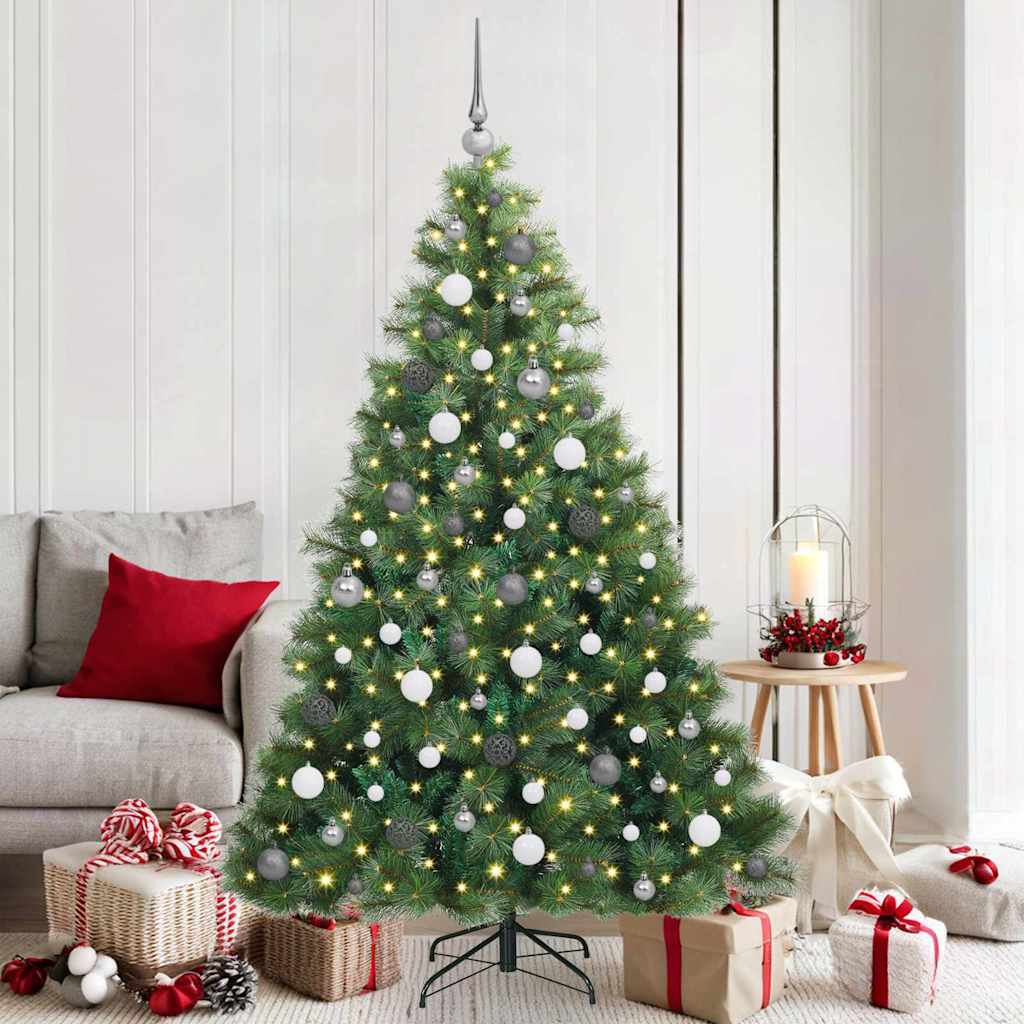 Künstlicher Weihnachtsbaum mit 300 LEDs Grün 180 cm PE und PVC