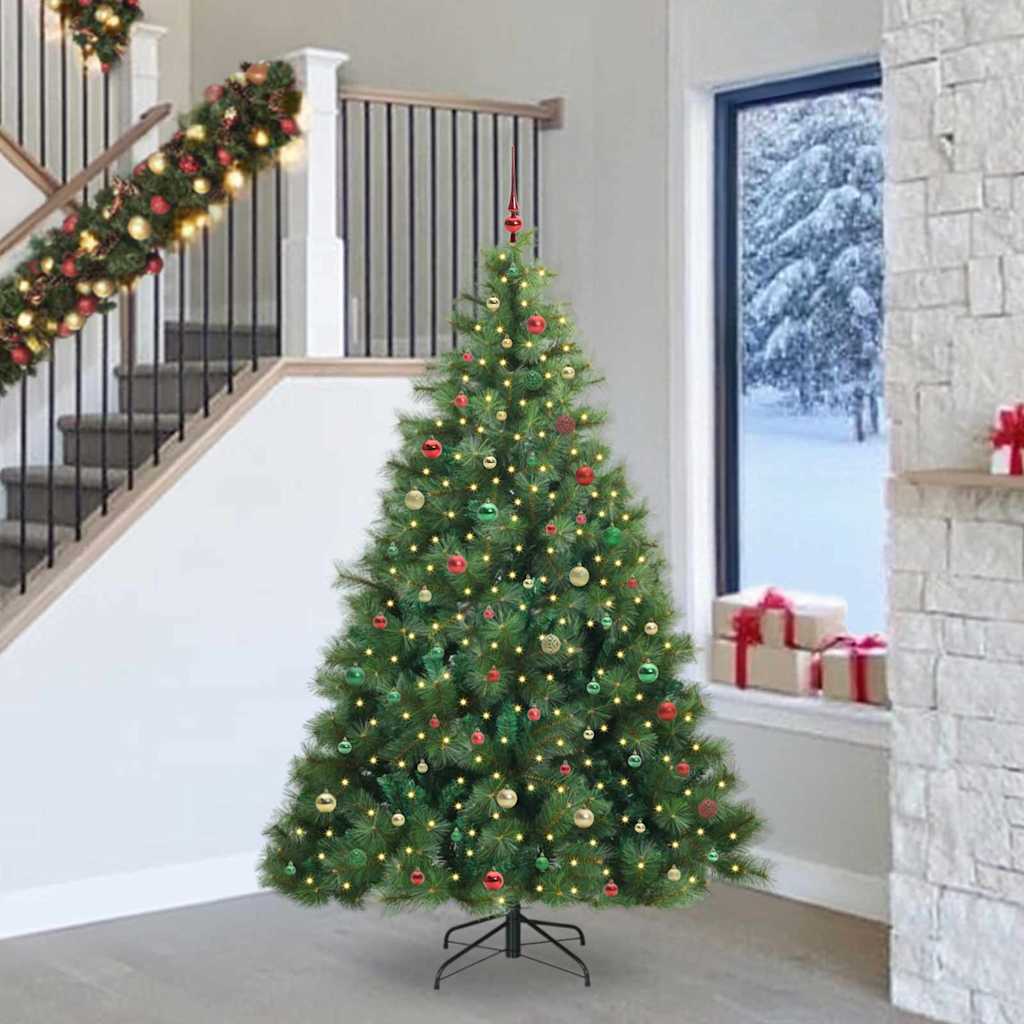 Künstlicher Weihnachtsbaum mit 300 LEDs Grün 240 cm PE und PVC