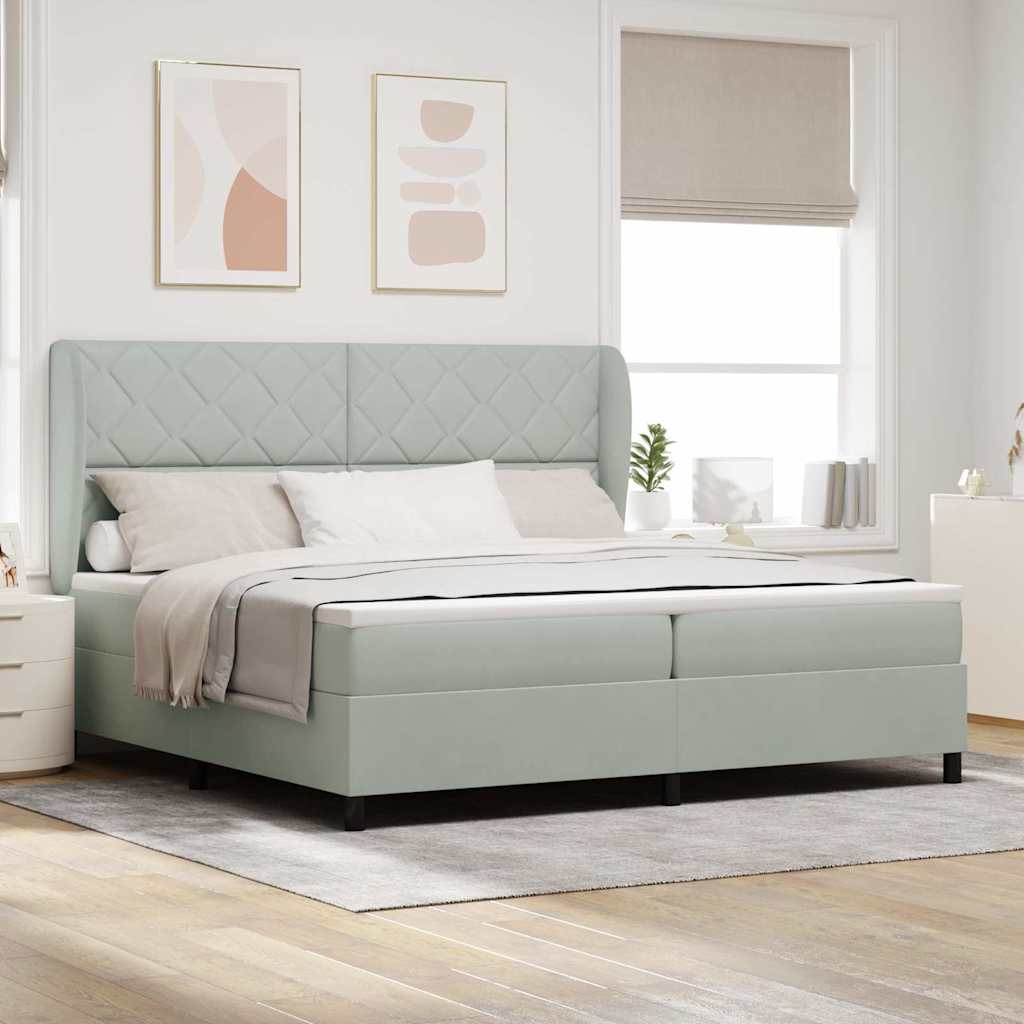 Boxspringbett mit Matratze Hellgrau 200 x 200 cm Samt