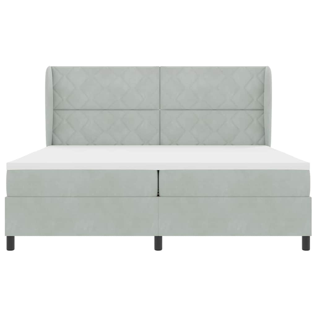 Boxspringbett mit Matratze Hellgrau 200 x 200 cm Samt