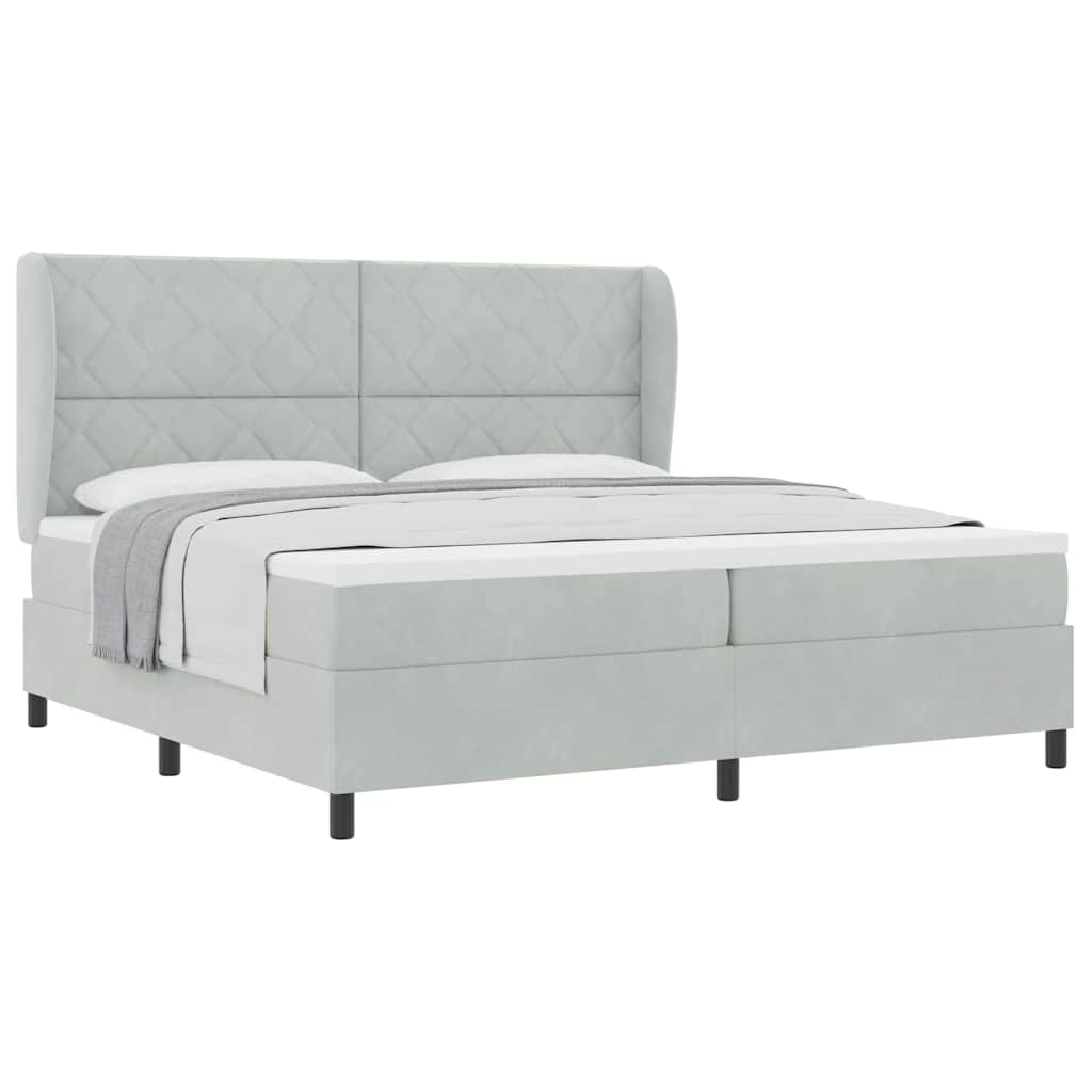 Boxspringbett mit Matratze Hellgrau 200 x 200 cm Samt