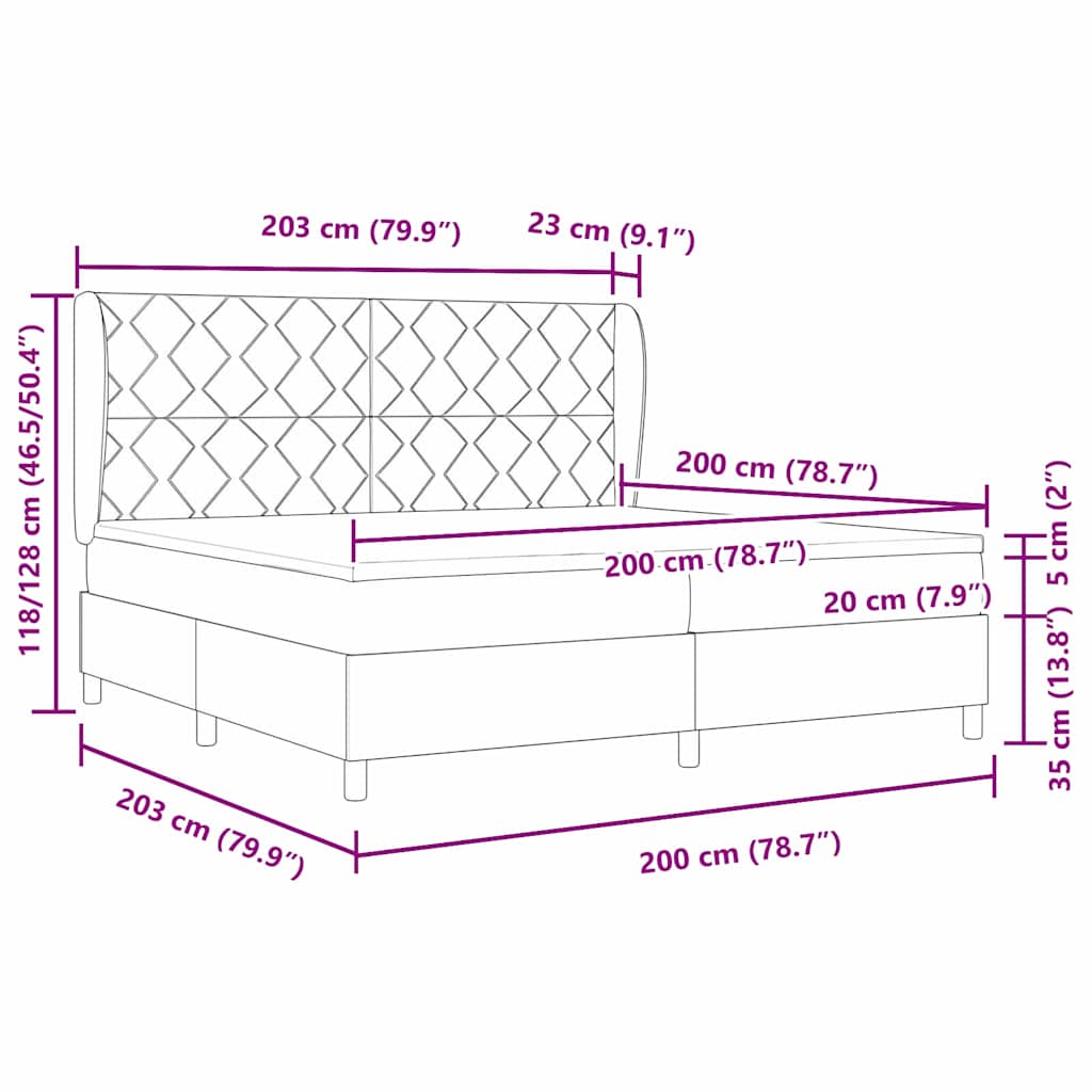 Boxspringbett mit Matratze Hellgrau 200 x 200 cm Samt