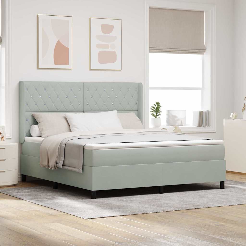Boxspringbett mit Kopfteil Hellgrau 180 x 200 cm Samt