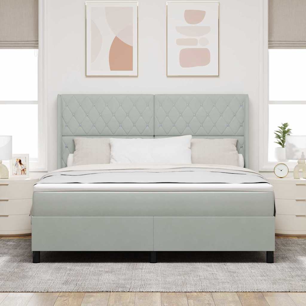 Boxspringbett mit Kopfteil Hellgrau 180 x 200 cm Samt