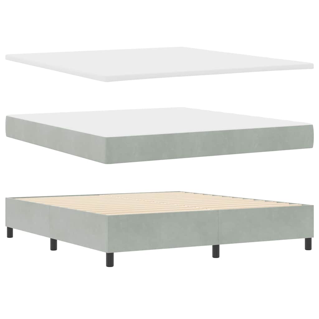 Boxspringbett mit Kopfteil Hellgrau 180 x 200 cm Samt