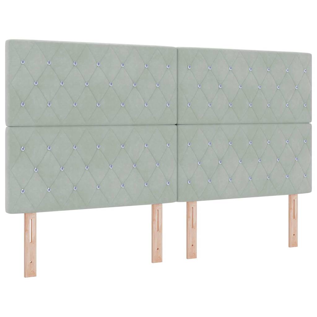 Boxspringbett mit Kopfteil Hellgrau 180 x 200 cm Samt