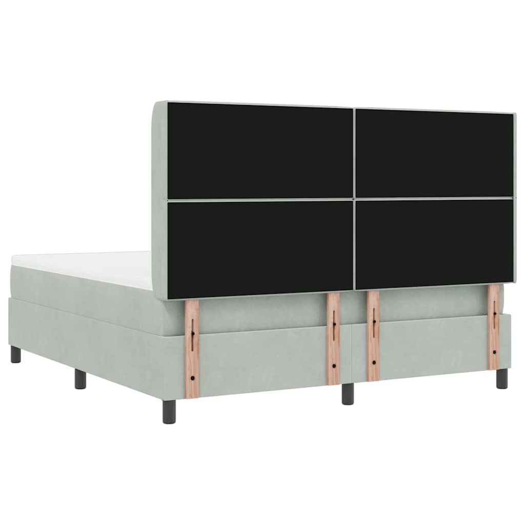 Boxspringbett mit Kopfteil Hellgrau 180 x 200 cm Samt
