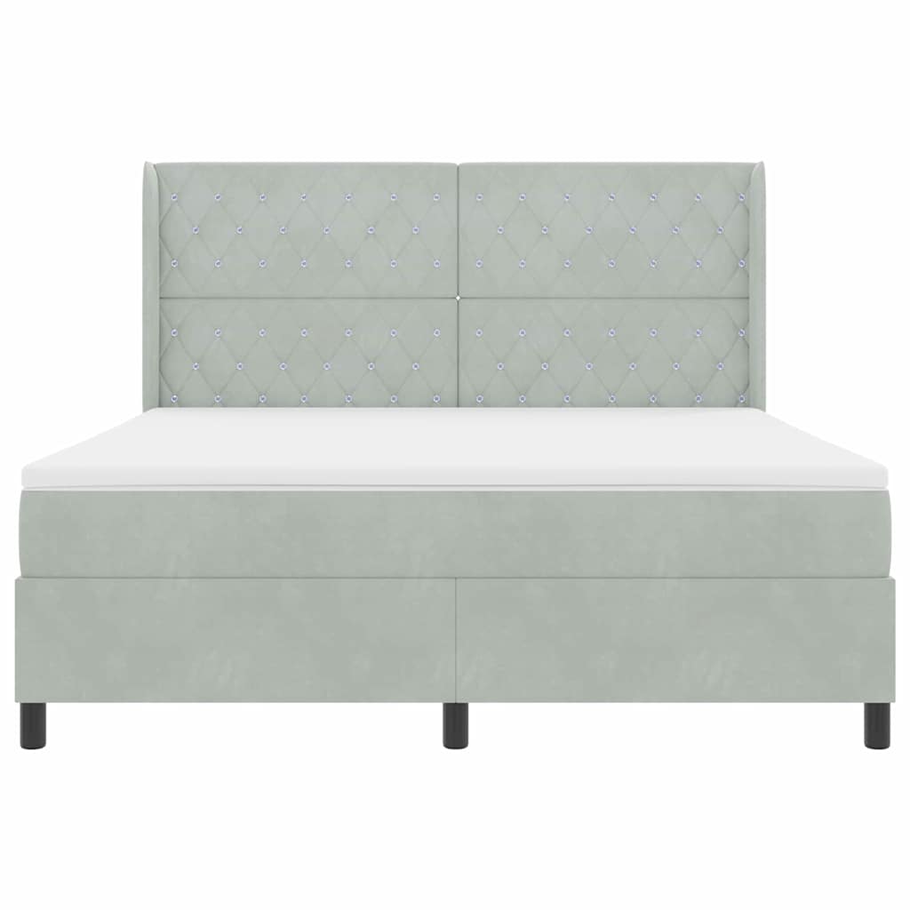 Boxspringbett mit Kopfteil Hellgrau 180 x 200 cm Samt