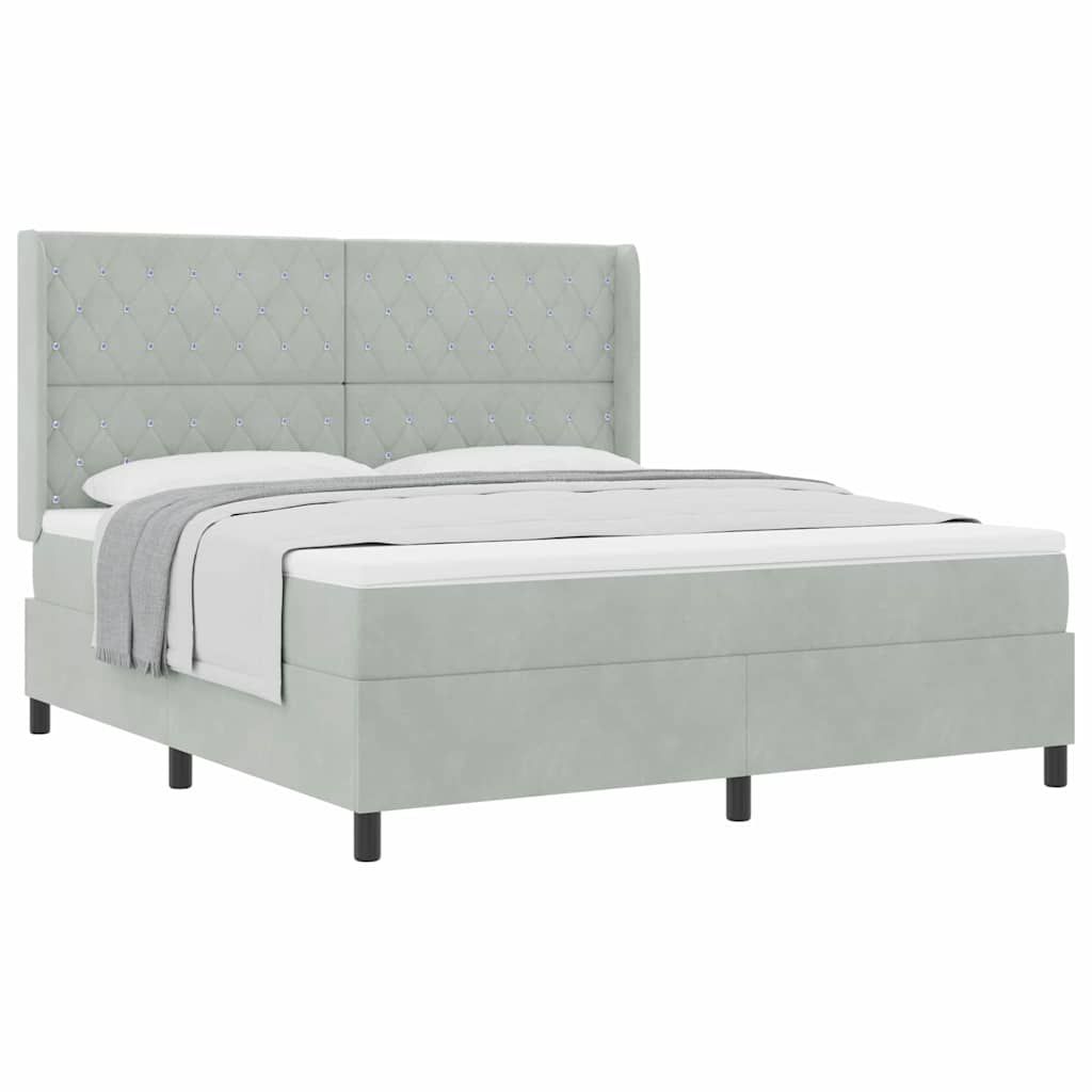 Boxspringbett mit Kopfteil Hellgrau 180 x 200 cm Samt