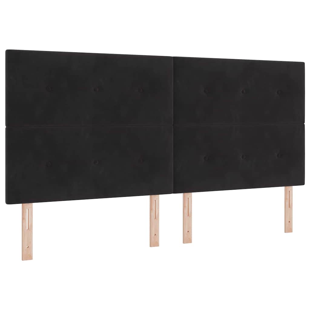 Boxspringbett mit Kopfteil Schwarz 200 x 200 cm Samt